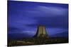 Devils Tower Sunset & Star Trails-Steve Gadomski-Stretched Canvas