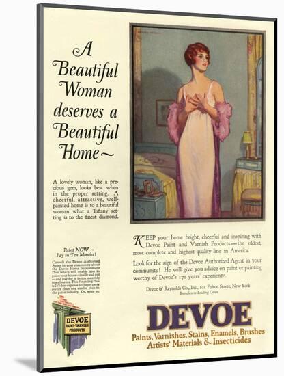 Devoe varnish, Magazine Advertisement, USA, 1920-null-Mounted Giclee Print
