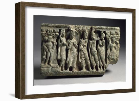 Devotee Meeting with Buddha, Relief, India, Indian Civilization, Kingdom of Gandahara-null-Framed Giclee Print