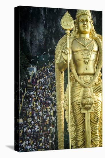 Devotees Climb the Steps to Batu Caves-Andrew Taylor-Stretched Canvas