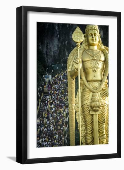 Devotees Climb the Steps to Batu Caves-Andrew Taylor-Framed Premium Photographic Print