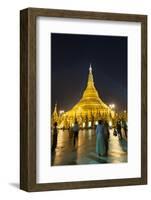 Devotees come to pray at Shwedagon Pagoda, Yangon (Rangoon), Myanmar (Burma), Asia-Alex Treadway-Framed Photographic Print