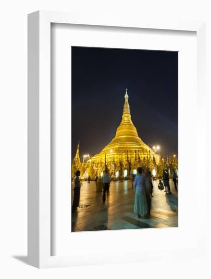 Devotees come to pray at Shwedagon Pagoda, Yangon (Rangoon), Myanmar (Burma), Asia-Alex Treadway-Framed Photographic Print