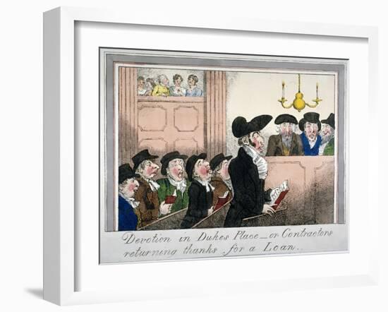 Devotion in Duke's Place or Contractors Returning Thanks for a Loan, C1818-null-Framed Giclee Print