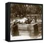 Devout Woman Stroking a Bronze Bull to Cure Rheumatism, Kitano Tenjin Temple, Kyoto, Japan, 1904-Underwood & Underwood-Framed Stretched Canvas