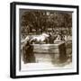 Devout Woman Stroking a Bronze Bull to Cure Rheumatism, Kitano Tenjin Temple, Kyoto, Japan, 1904-Underwood & Underwood-Framed Photographic Print