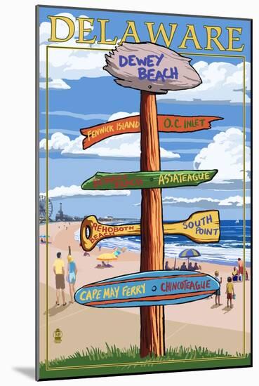 Dewey Beach, Delaware - Destination Signpost-Lantern Press-Mounted Art Print