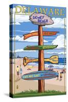 Dewey Beach, Delaware - Destination Signpost-Lantern Press-Stretched Canvas