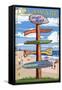 Dewey Beach, Delaware - Destination Signpost-Lantern Press-Framed Stretched Canvas