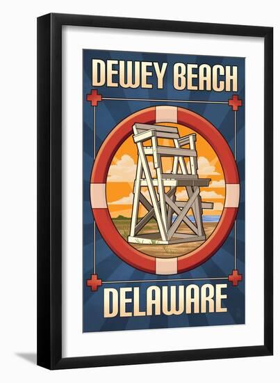 Dewey Beach, Delaware - Lifeguard Chair-Lantern Press-Framed Art Print