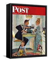 "Dewey v. Truman" Saturday Evening Post Cover, October 30,1948-Norman Rockwell-Framed Stretched Canvas