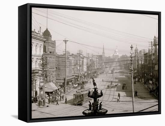 Dexter Avenue and the Capitol, Montgomery, Ala.-null-Framed Stretched Canvas