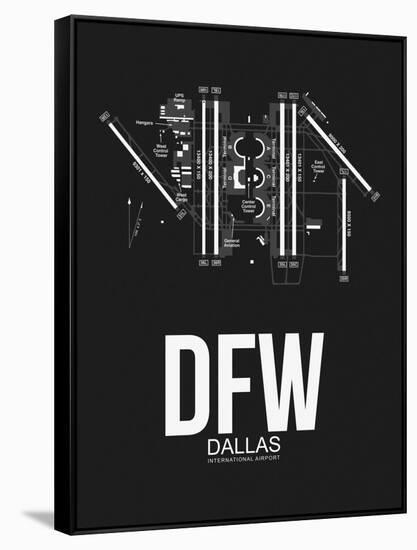 DFW Dallas Airport Black-NaxArt-Framed Stretched Canvas