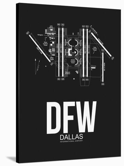 DFW Dallas Airport Black-NaxArt-Stretched Canvas