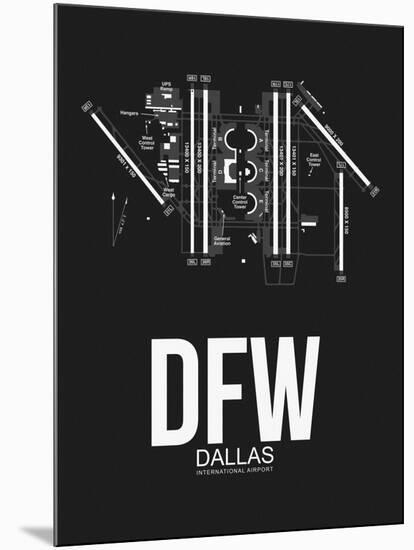 DFW Dallas Airport Black-NaxArt-Mounted Art Print