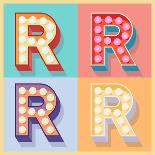 Simple And Clear Flat Lamp Alphabet - Letter R-dgbomb-Framed Stretched Canvas