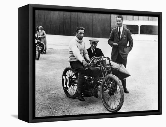 Dh Davidson on a Flat Twin Harley-Davidson, Brooklands, Surrey, 1920-null-Framed Stretched Canvas