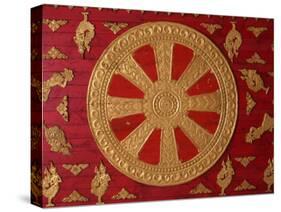 Dharma Wheel at Wat Si Muang, Vientiane, Laos, Indochina, Southeast Asia, Asia-Godong-Stretched Canvas