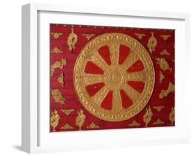 Dharma Wheel at Wat Si Muang, Vientiane, Laos, Indochina, Southeast Asia, Asia-Godong-Framed Photographic Print