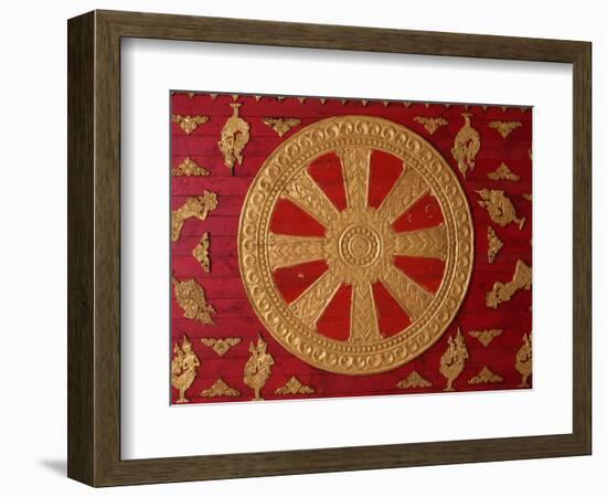 Dharma Wheel at Wat Si Muang, Vientiane, Laos, Indochina, Southeast Asia, Asia-Godong-Framed Photographic Print