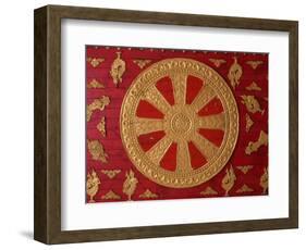 Dharma Wheel at Wat Si Muang, Vientiane, Laos, Indochina, Southeast Asia, Asia-Godong-Framed Photographic Print