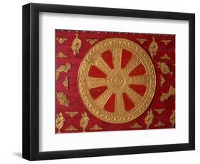 Dharma Wheel at Wat Si Muang, Vientiane, Laos, Indochina, Southeast Asia, Asia-Godong-Framed Photographic Print