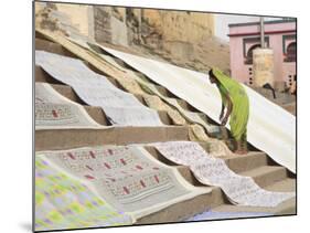 Dhobi Wallah Drying Laundry, Ghats, Varanasi, Uttar Pradesh, India, Asia-Wendy Connett-Mounted Photographic Print