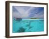 Dhoni and Deserted Island, Maldives, Indian Ocean, Asia-Sakis Papadopoulos-Framed Photographic Print