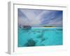 Dhoni and Deserted Island, Maldives, Indian Ocean, Asia-Sakis Papadopoulos-Framed Photographic Print