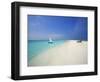 Dhoni and Lounge Chairs on Tropical Beach, Maldives, Indian Ocean-Papadopoulos Sakis-Framed Photographic Print