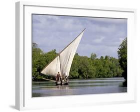 Dhow Sailing in Mangrove Channel, Lamu, Kenya-Alison Jones-Framed Photographic Print