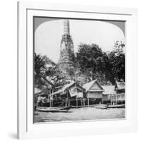 Dhows and Houses on the Chao Phraya River, Bangkok, Thailand, 1900s-null-Framed Giclee Print