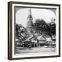 Dhows and Houses on the Chao Phraya River, Bangkok, Thailand, 1900s-null-Framed Giclee Print