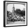 Dhows and Houses on the Chao Phraya River, Bangkok, Thailand, 1900s-null-Framed Giclee Print