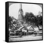 Dhows and Houses on the Chao Phraya River, Bangkok, Thailand, 1900s-null-Framed Stretched Canvas