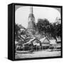 Dhows and Houses on the Chao Phraya River, Bangkok, Thailand, 1900s-null-Framed Stretched Canvas