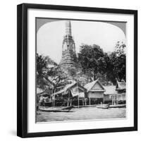 Dhows and Houses on the Chao Phraya River, Bangkok, Thailand, 1900s-null-Framed Giclee Print