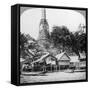 Dhows and Houses on the Chao Phraya River, Bangkok, Thailand, 1900s-null-Framed Stretched Canvas