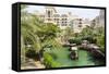 Dhows Cruise around the Madinat Jumeirah Hotel, Dubai, United Arab Emirates, Middle East-Amanda Hall-Framed Stretched Canvas