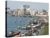 Dhows Moored for Unloading Alongside Deira Wharves, Dubai Creek, Dubai, Uae, Middle East-Waltham Tony-Stretched Canvas