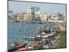 Dhows Moored for Unloading Alongside Deira Wharves, Dubai Creek, Dubai, Uae, Middle East-Waltham Tony-Mounted Photographic Print