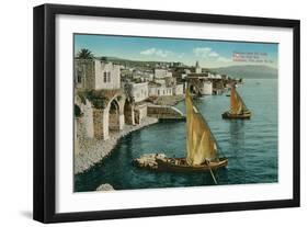 Dhows on Sea of Galilee, Isreal-null-Framed Art Print