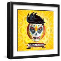 Dia De Los Muertos Day of the Dead Skull Face Painting-escova-Framed Art Print