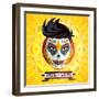 Dia De Los Muertos Day of the Dead Skull Face Painting-escova-Framed Art Print