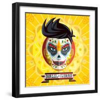 Dia De Los Muertos Day of the Dead Skull Face Painting-escova-Framed Art Print