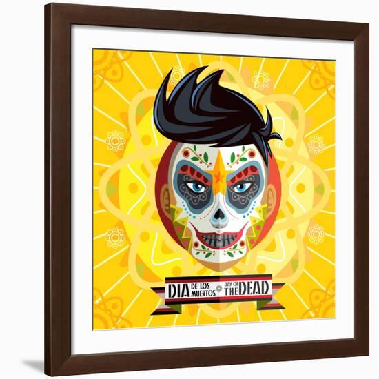 Dia De Los Muertos Day of the Dead Skull Face Painting-escova-Framed Art Print