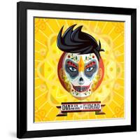 Dia De Los Muertos Day of the Dead Skull Face Painting-escova-Framed Art Print
