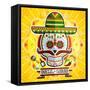 Dia De Los Muertos Day of the Dead Skull-escova-Framed Stretched Canvas