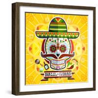 Dia De Los Muertos Day of the Dead Skull-escova-Framed Art Print