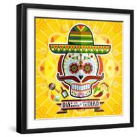 Dia De Los Muertos Day of the Dead Skull-escova-Framed Art Print